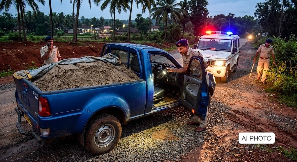 ಮಂಗಳೂರು: ಅಕ್ರಮ ಮರಳು ಸಾಗಾಟ-ಪೋಲಿಸರನ್ನು ಕಂಡು ಪಿಕಪ್ ವಾಹನ ಬಿಟ್ಟು ಚಾಲಕ ಪರಾರಿ